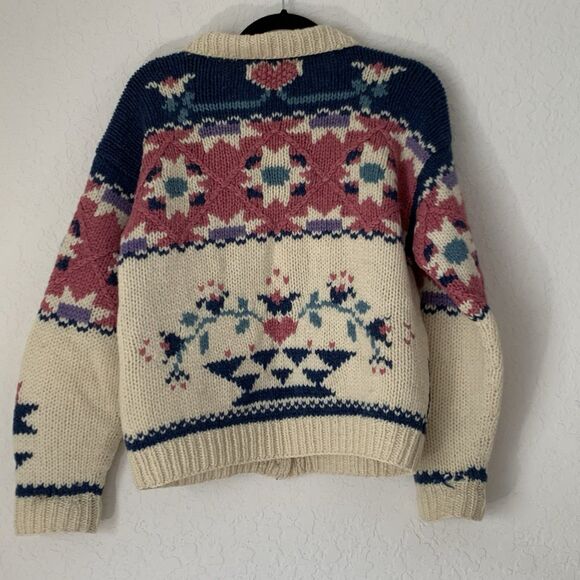 VTG Woolrich Woman Cardigan Sweater S 100% Wool Button Grandma Cottagecore Farm - Picture 2 of 10